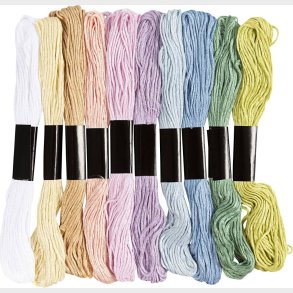 Broderigarn - Tykkelse 1 Mm - Pastelfarver - 10x8 M