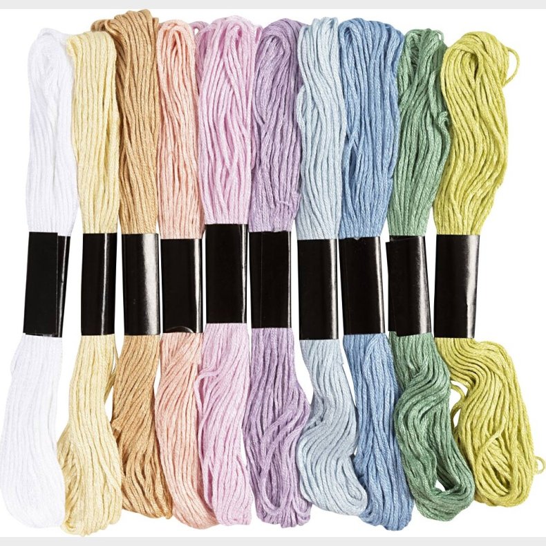 Broderigarn - Tykkelse 1 Mm - Pastelfarver - 10x8 M