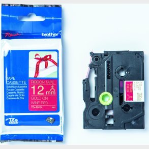 Brother -  Tze-rw34 Prints Gold Text On Burgundy Tape