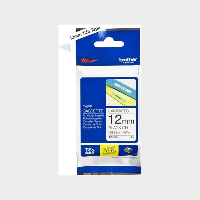 Brother - Tze Tape 12mmx8m Sort & Hvid