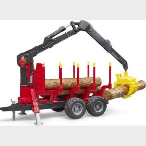 Bruder - Skovvogn Anhnger Med Kran Og Trstammer - 02252