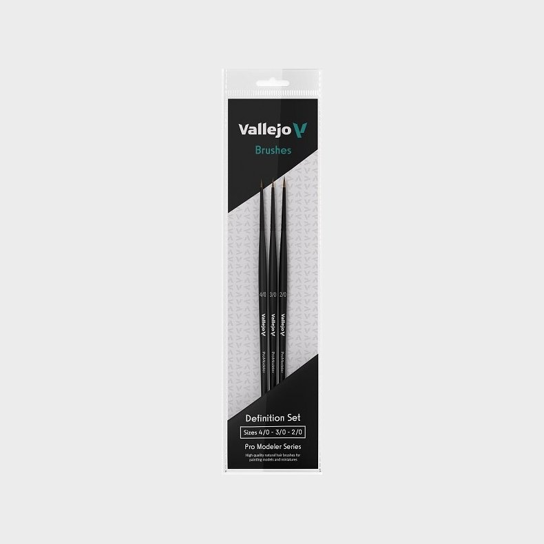 Vallejo - Brush Definition Set - Pensel S�t - Naturligt H�r - 4/0, 3/0 & 2/0