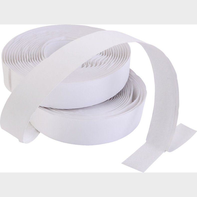 Burrebnd-/velcrobnd - Selvklbende - Tykkelse 2 Cm - Hvid - 25 M