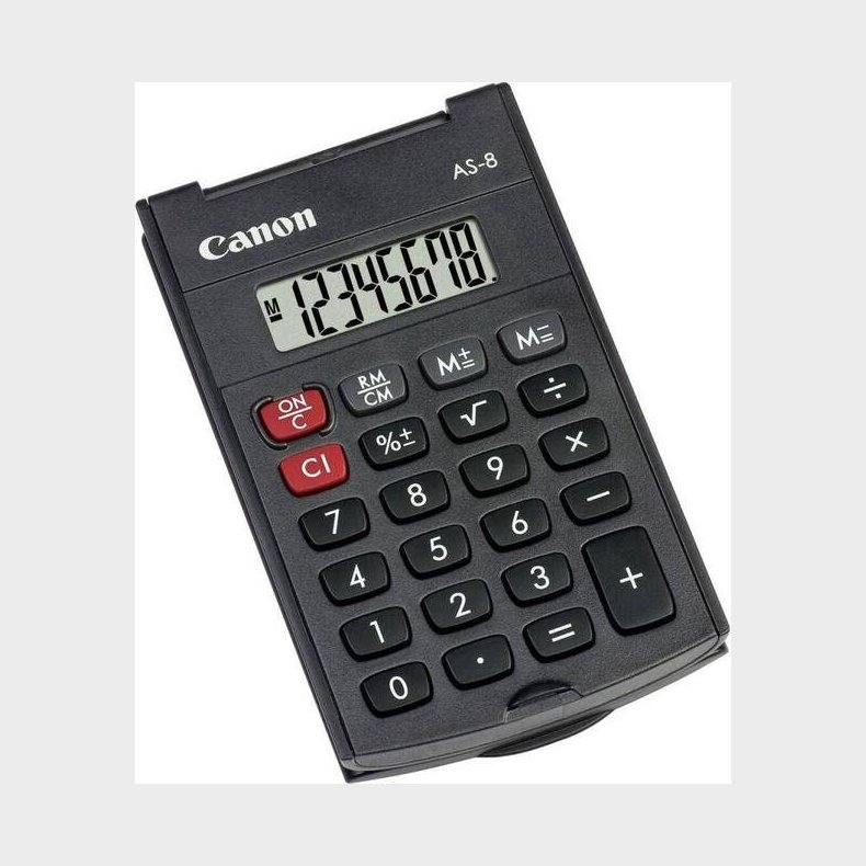 Canon - Simple Hand Held Pocket Calculator With Durable Flip Cover - Black (as-8)