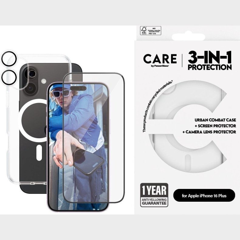 Care By Panzerglass - Iphone 16 Plus - 3-in-1 Cover St - Gennemsigtig