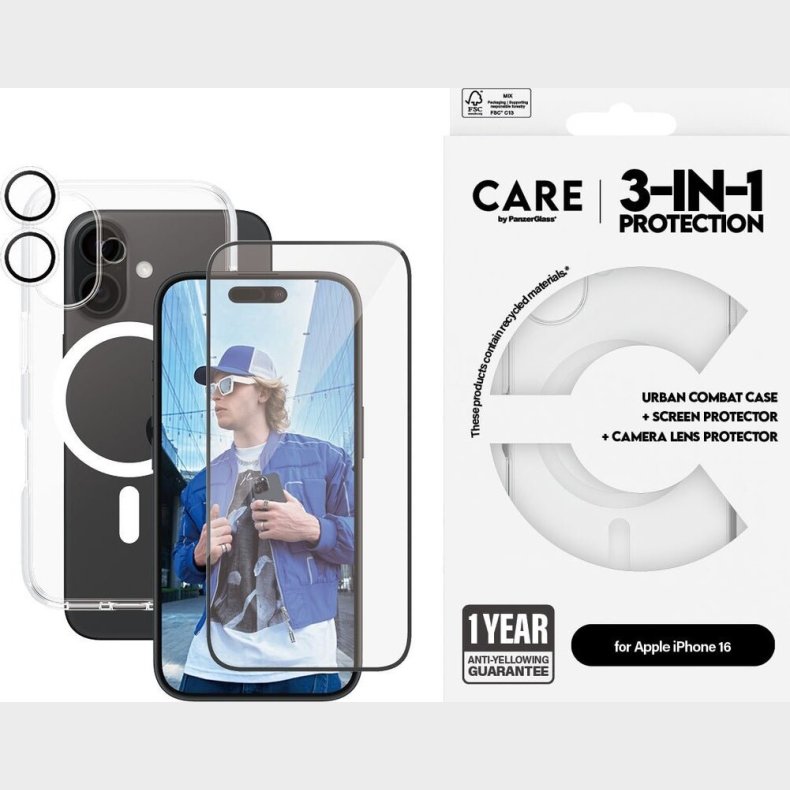 Care By Panzerglass - Iphone 16 - 3-in-1 Cover St - Gennemsigtig