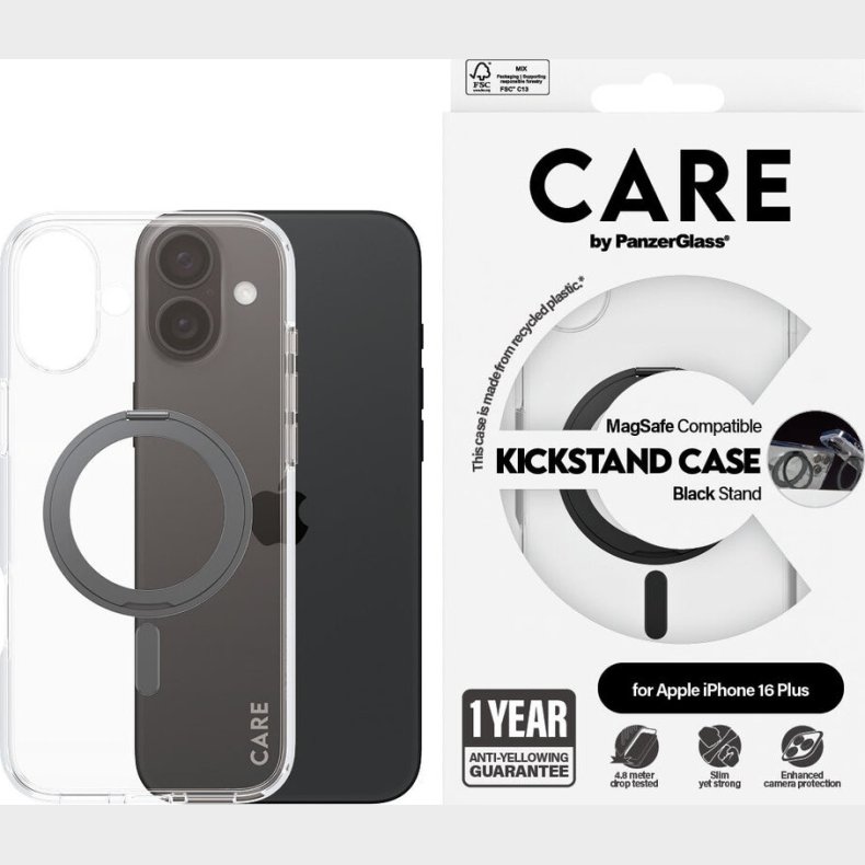 Care By Panzerglass - Iphone 16 Plus - Cover - Gennemsigtig Sort