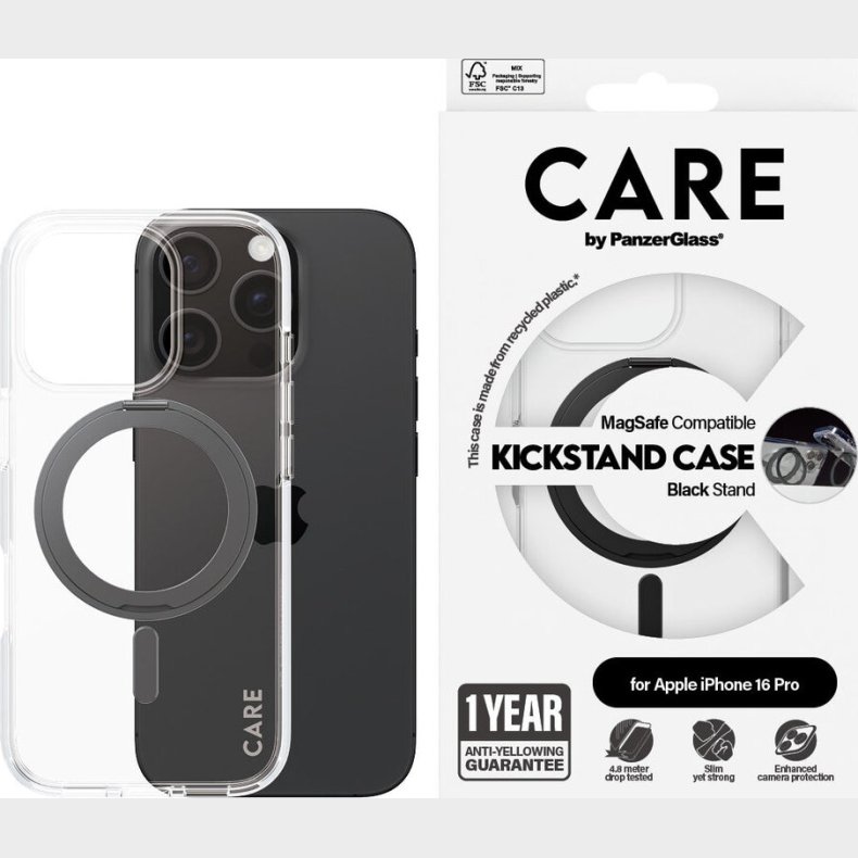 Care By Panzerglass - Iphone 16 Pro - Cover - Gennemsigtig Sort