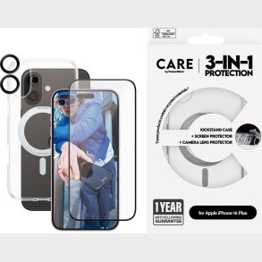 Care By Panzerglass - Iphone 16 Plus - 3-i-1 Cover St - Gennemsigtig