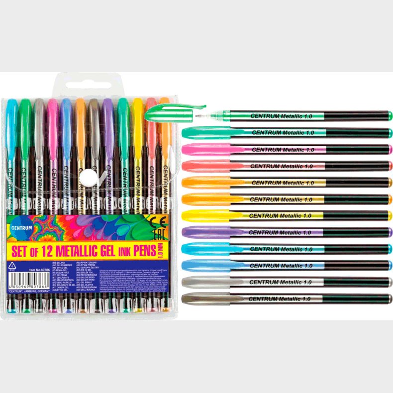 Centrum Metallic Gel Pen 12 Assorterede