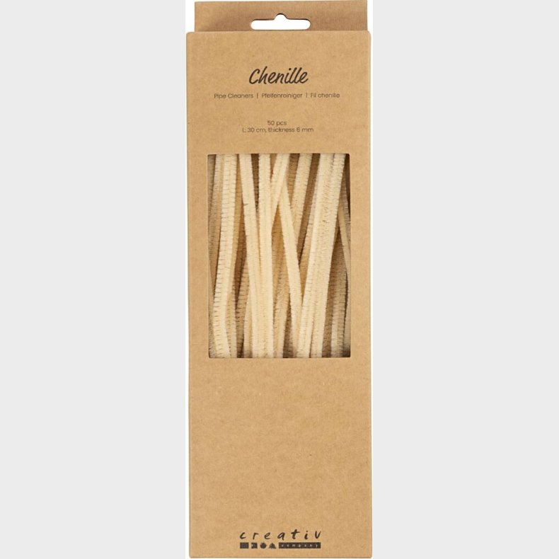 Chenille Piberensere - L 30 Cm - Tykkelse 6 Mm - Beige - 50 Stk.