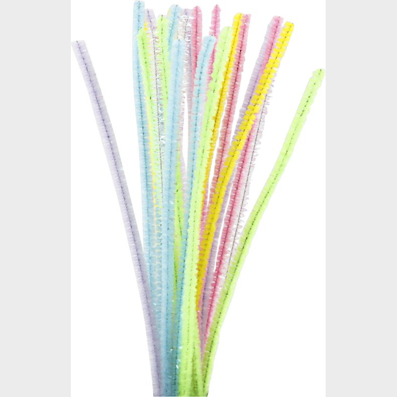 Piberensere - L 30 Cm - B 6 Mm - Glitter - Pastelfarver - 24 Stk.