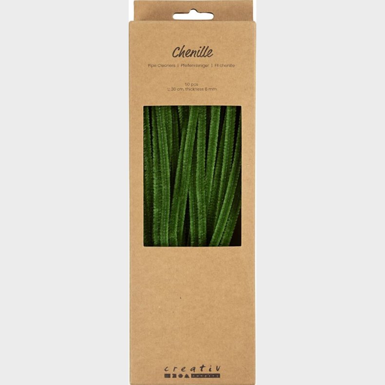 Chenille Piberensere - L 30 Cm - Tykkelse 6 Mm - Grangr�n - 50 Stk.