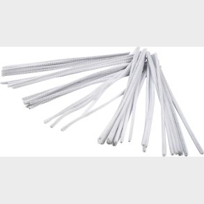 Chenille Piberensere - L 30 Cm - Tykkelse 6 Mm - Hvid - 50 Stk.