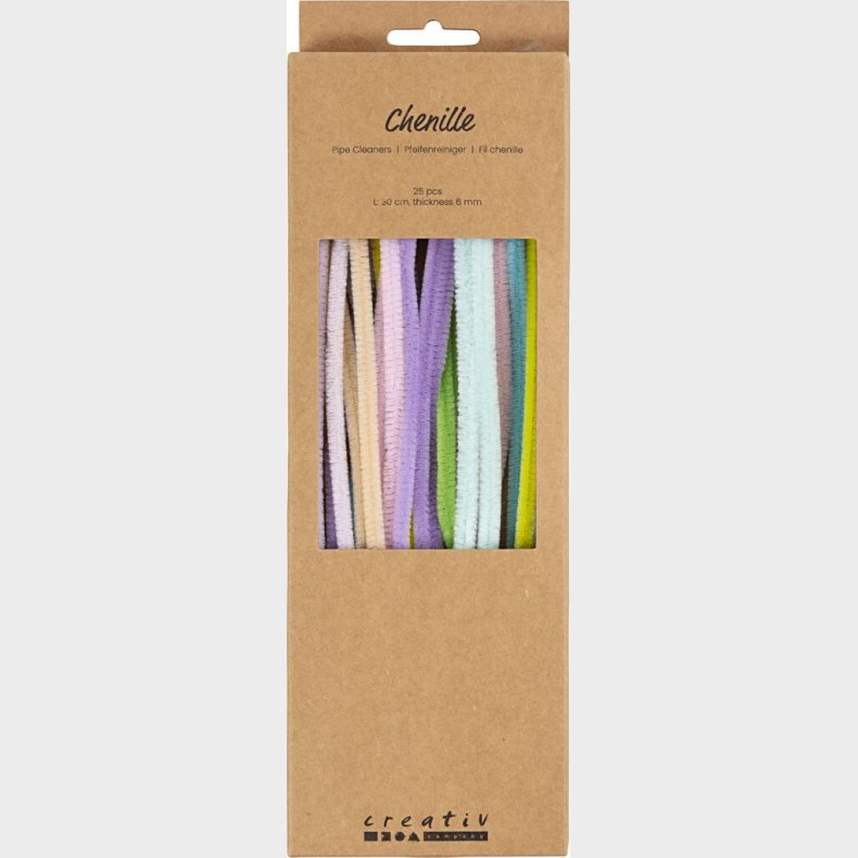 Chenille - L 30 Cm - Tykkelse 6 Mm - Pastelfarver