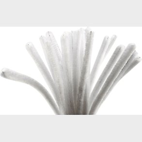 Chenille Piberensere - L 30 Cm - Tykkelse 9 Mm - Hvid - 25 Stk.