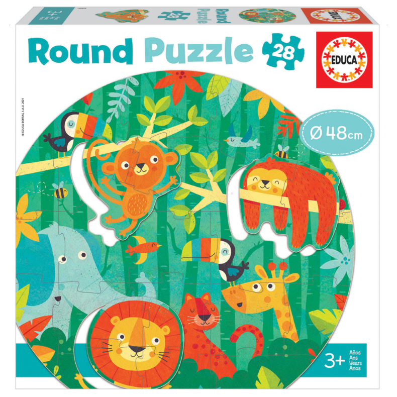 educa | Cirkelpuslespil m. 28 brikker - Jungledyr