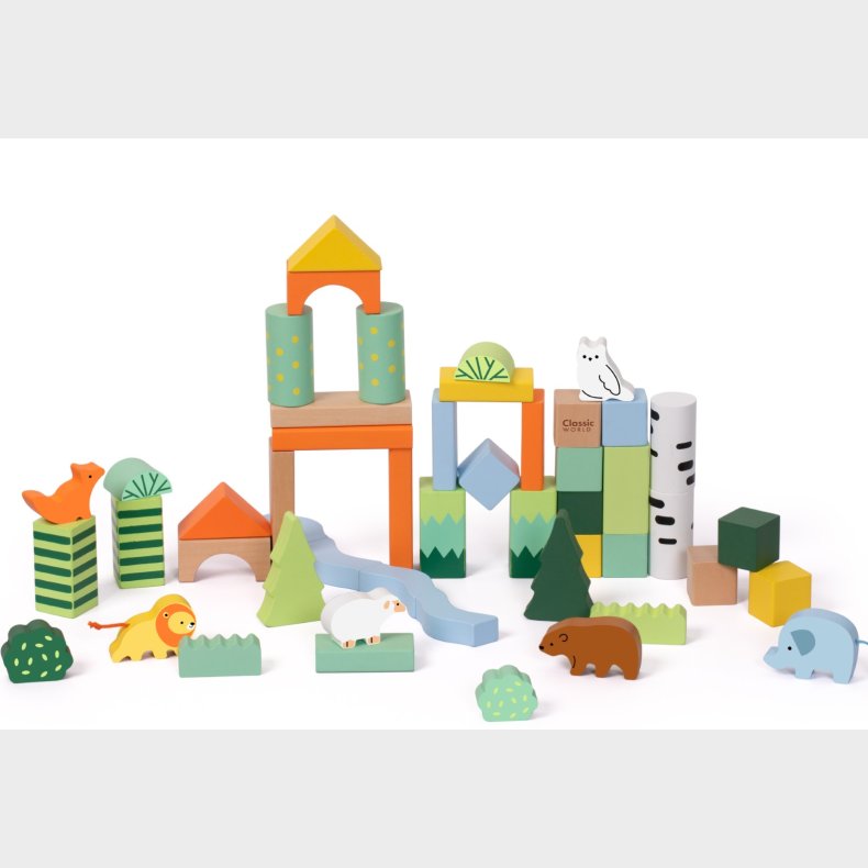 Classic tr byggeklodser - Skovtema  50 stk (fra 18 mdr)