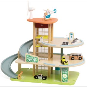 Classic World Green Tr Stort Parkeringshus med tilbehr