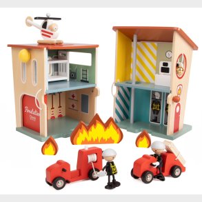 Classic World Trlegetjs Brandstation med tilbehr