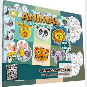 Clay Painting P Lrred - 30x40 Cm - 6 Dyrehoveder - Splat