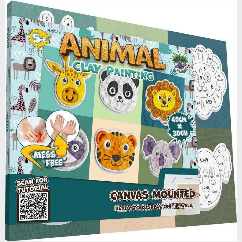 Clay Painting P Lrred - 30x40 Cm - 6 Dyrehoveder - Splat