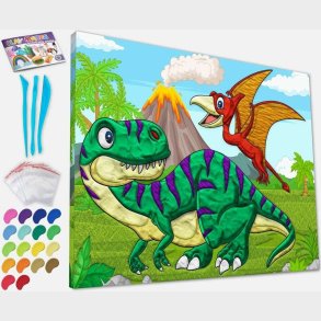 Clay Painting P Lrred - 30x40 Cm - Dinosaurer - Splat