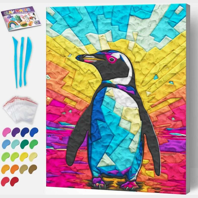 Clay Painting P Lrred - 30x40 Cm - Pingvin - Splat