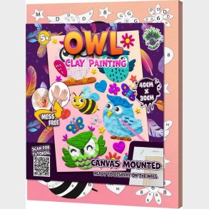 Clay Painting P Lrred - 30x40 Cm - Ugler + Bi - Splat