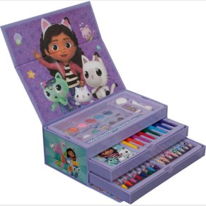 Coloring Case - Gabby Dollhouse - Set 52pcs In Paper Toolbox With Handle