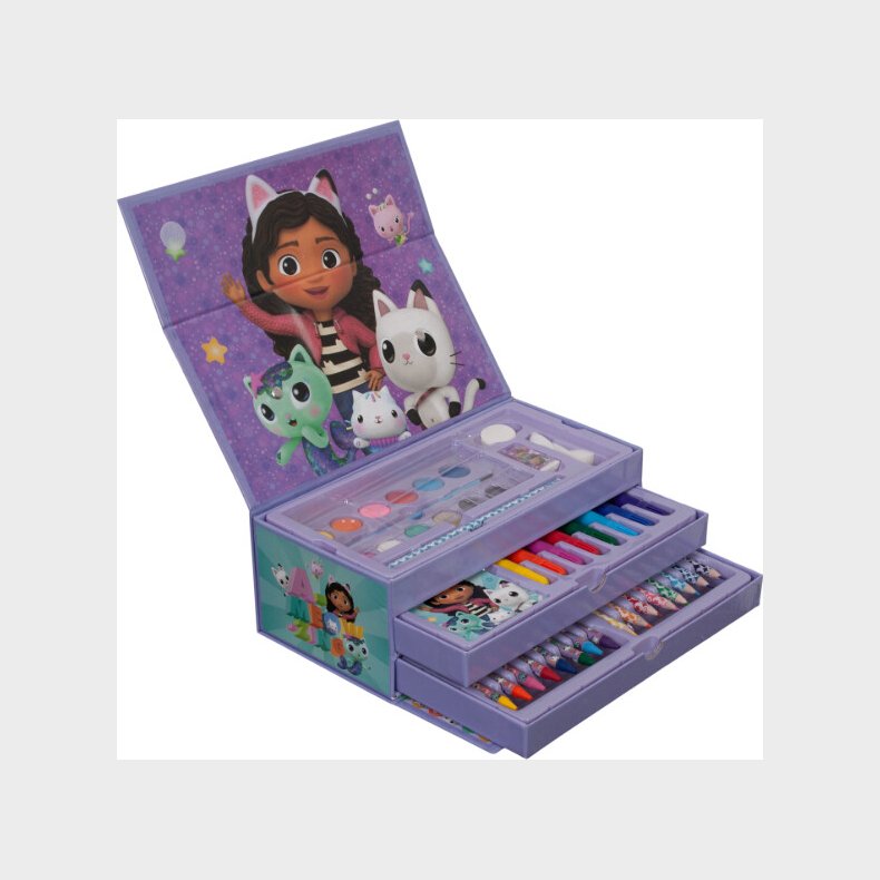 Coloring Case - Gabby Dollhouse - Set 52pcs In Paper Toolbox With Handle