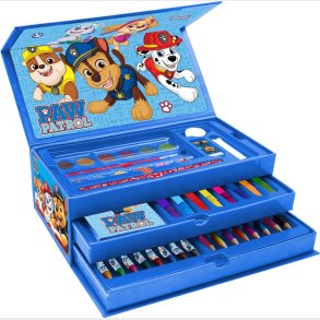 Coloring Case - Paw Patrol - Set 52pcs In Paper Toolbox With Handle