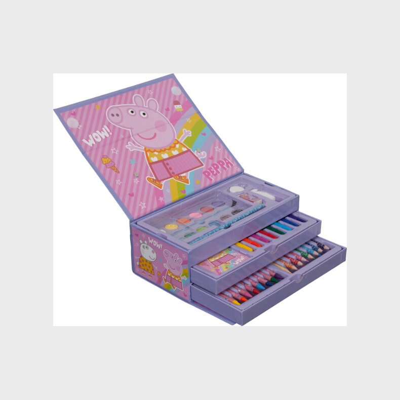 Coloring Case - Peppa Pig - Set 52pcs In Paper Toolbox With Handle