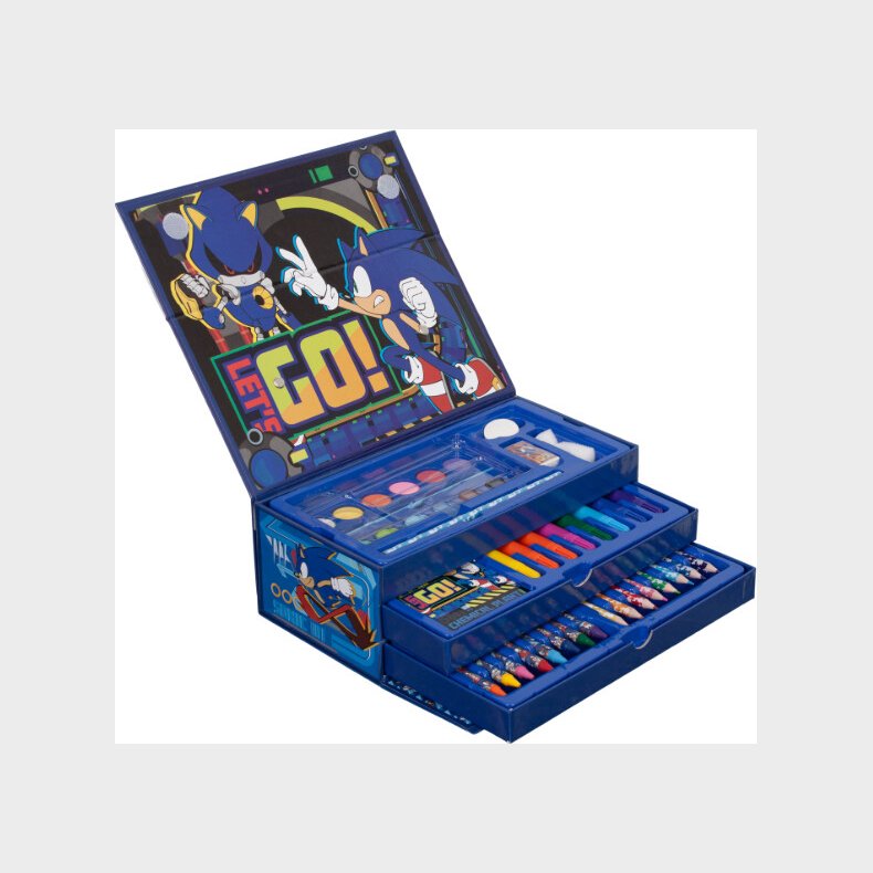 Coloring Case - Sonic - Set 52pcs In Paper Toolbox With Handle