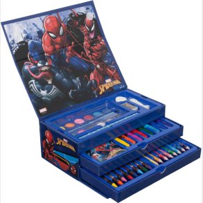 Coloring Case - Spiderman - Set 52pcs In Paper Toolbox With Handle