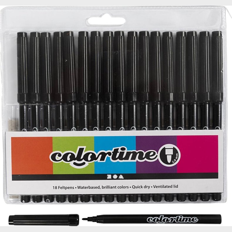 Tusser - Vandbaserede - Tykkelse 2 Mm - Sort - 18 Stk.