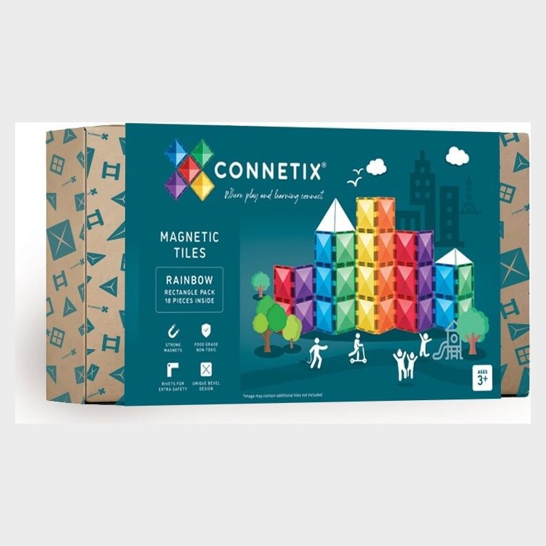 Connetix - Ractangle Pack - 18 Dele - Rainbow (ct-r-00018-re)