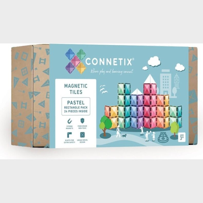 Connetix - Ractangle Pack - Magnetst 24 Dele - Pastel (ct-p-00024-re)
