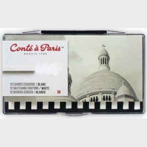 Tegnekridt S�t - Hvid - 12 Stk - Conte A Paris