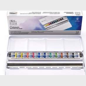 Winsor & Newton - Akvarelfarve Pan St Med 12 Farver - Travel Tin