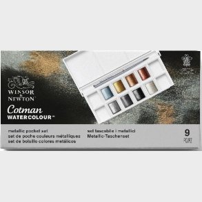 Winsor & Newton - Akvarelfarve Pan St - 9 Dele - Metallic Pocket