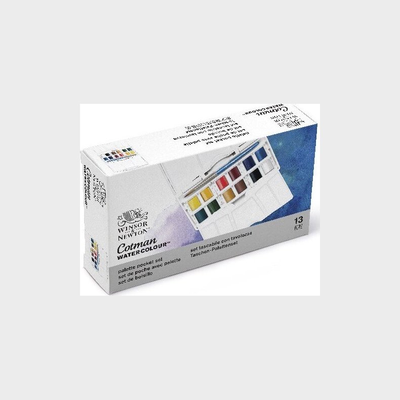 Winsor & Newton - Akvarelfarve St Med 13 Dele - Palette Pocket