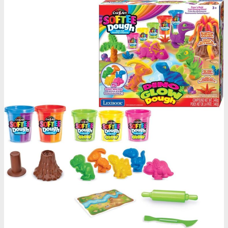 Cra-z-art - Softee Dough - Dino Glow Dough S�t - Lexibook
