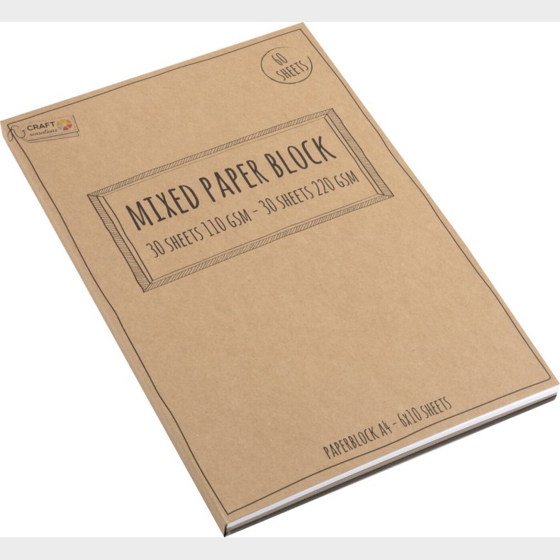 Craft Sensations - Karton - A4 - Hvid Brun Sort - 60 Ark