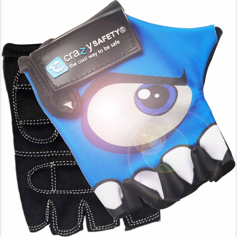Cykelhandsker Til B�rn - Med Refleks - Crazy Safety - Str. S - Bl�