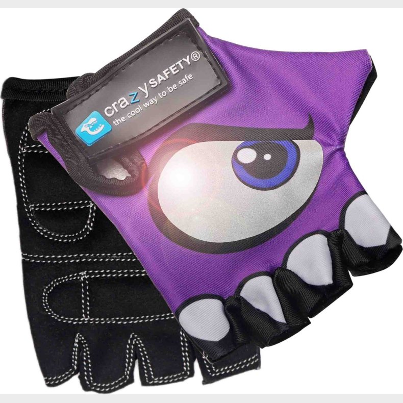 Cykelhandsker Til B�rn - Med Refleks - Crazy Safety - Str. S - Lilla