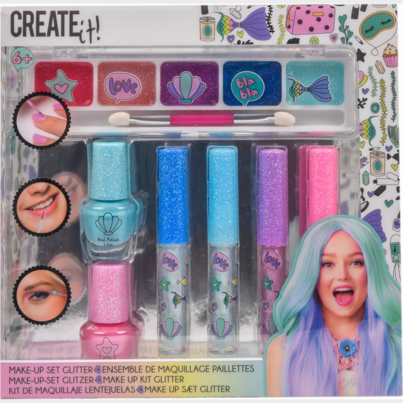 Create It! - Glitter Havfrue Make-up S�t, 7 Stk.