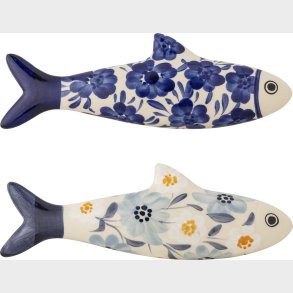 Creative Collection - Dunne Keramik Fisk Til Vg - Bl - Stentj - 2 Stk