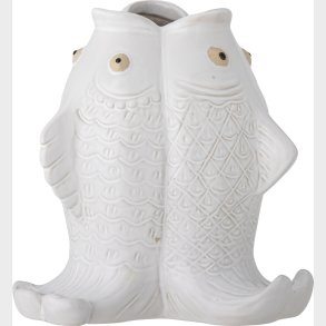 Creative Collection - Fili Fiske Vase - Hvid - Stentj - H 19 Cm