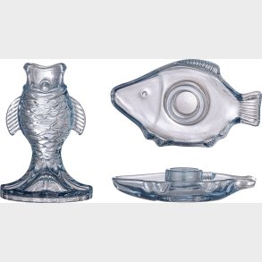 Creative Collection - Linley Lysestage S�t - Glas - Bl� - 2 Dele